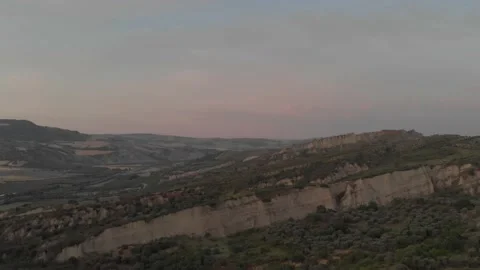 Basilicata, view of calanchi at sunset Video stock 136590354