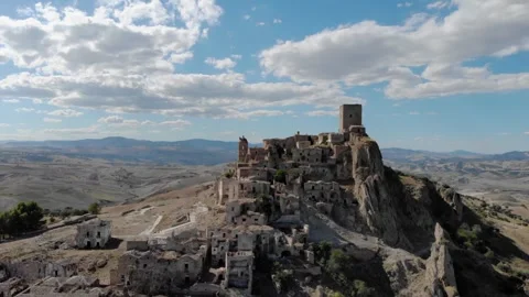 Basilicata, view of old Craco Stock Footage 259649973