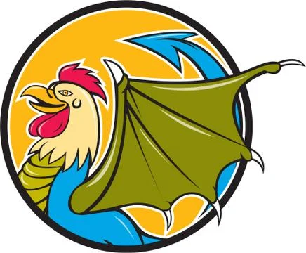 Basilisk Bat Wing Circle Cartoon Stock Illustration