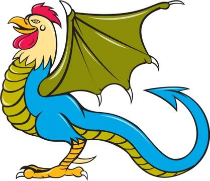 Basilisk Bat Wing Standing Cartoon Stock Illustration