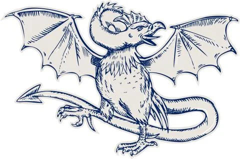 Basilisk Crowing Etching. Stock Illustration
