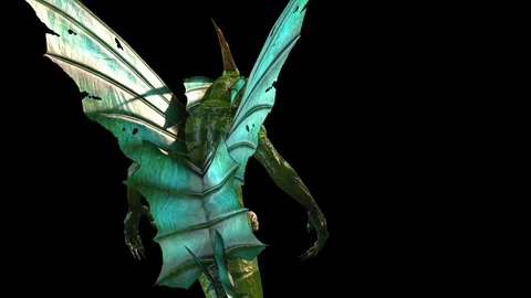 Basilisk Monster Lizard Walks Alpha Matte Back 3D Rendering Animation Stock Footage 95986019