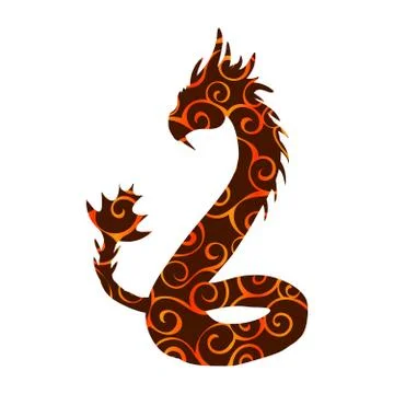 Basilisk pattern silhouette ancient mythology fantasy Stock Illustration