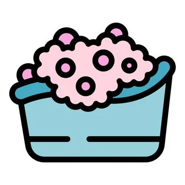 Basin full of soapy water with foam creating bubbles for laundering clothes Stock Illustration