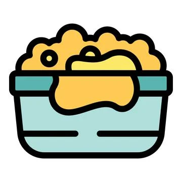 Basin full of soapy water overflowing with foam bubbles Stock Illustration
