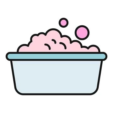 Basin with pink soap bubbles and foam icon Stock Illustration