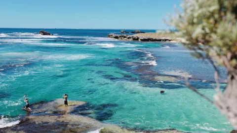 The basin, popular beach, snorkeling and swim, Rottnest Island. Perth, Australia Stock Footage 168171964