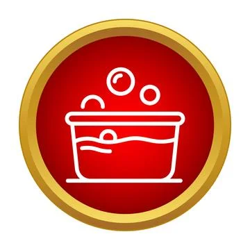 Basin with water and bubbles in red circle icon Stock Illustration