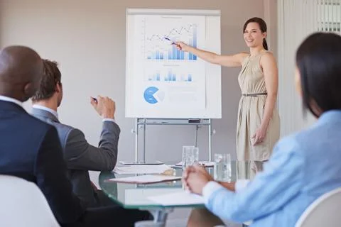 Basing their strategy on up-to-date financial data. a business manager Stock Photos
