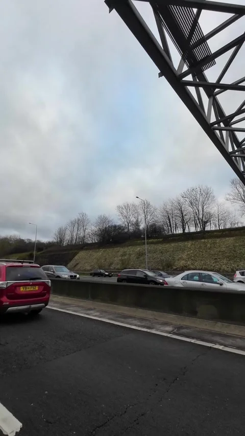 Basingstoke to Luton Highways Travel on Car During Cloudy Afternoon Stock Footage 327182103