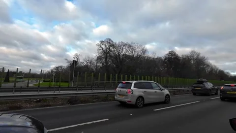 Basingstoke to Luton Motorways Cloudy Afternoon Travel on Car Video stock 325327883
