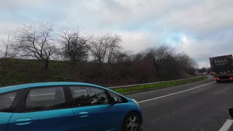 Basingstoke to Luton Motorways Cloudy Afternoon Travel on Car Stock Footage 326860588