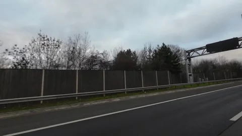 Basingstoke to Luton Motorways Cloudy Afternoon Travel on Car Stock Footage 326860959