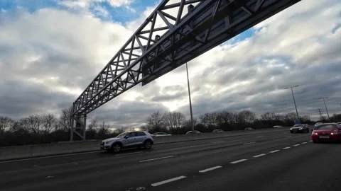 Basingstoke to Luton Motorways Cloudy Afternoon Travel on Car Stock Footage 326862084