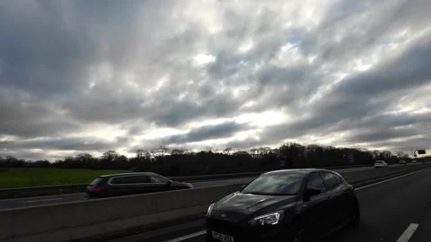 Basingstoke to Luton Motorways Cloudy Afternoon Travel on Car Stock Footage 326862118