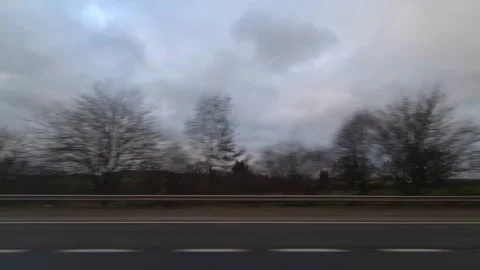 Basingstoke to Luton Motorways Cloudy Afternoon Travel on Car Stock Footage 326862834