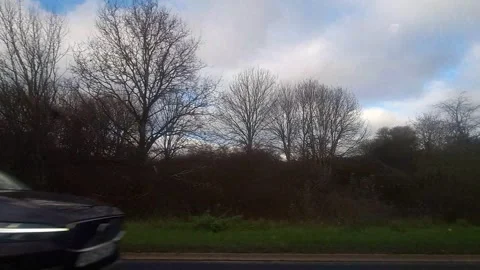 Basingstoke to Luton Motorways Cloudy Afternoon Travel on Car Stock Footage 326865136