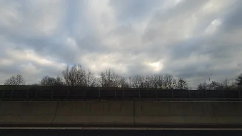 Basingstoke to Luton Motorways Cloudy Afternoon Travel on Car Stock Footage 326865564