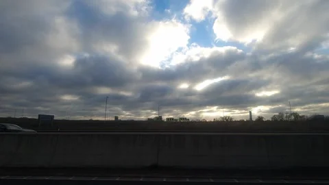 Basingstoke to Luton Motorways Cloudy Afternoon Travel on Car Stock Footage 326866729