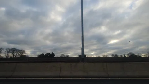 Basingstoke to Luton Motorways Cloudy Afternoon Travel on Car Stock Footage 326866913