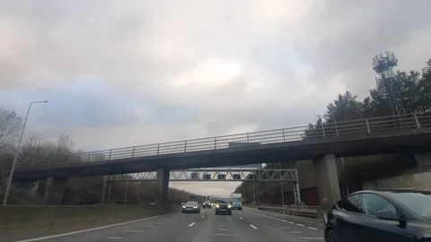 Basingstoke to Luton Motorways Cloudy Afternoon Travel on Car Stock Footage 326868461