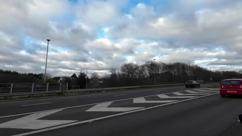 Basingstoke to Luton Motorways Cloudy Afternoon Travel on Car Stock Footage 326868699