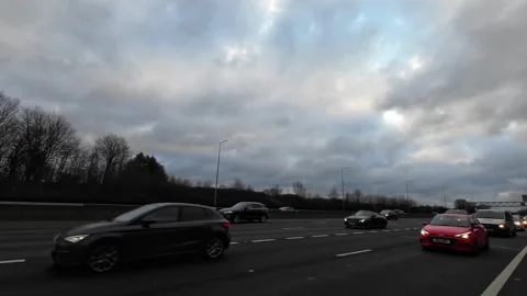Basingstoke to Luton Motorways Cloudy Afternoon Travel on Car Stock Footage 326870818