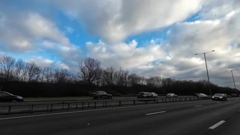 Basingstoke to Luton Motorways Cloudy Afternoon Travel on Car Stock Footage 326914321