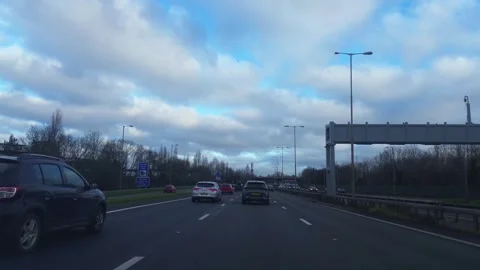 Basingstoke to Luton Motorways Cloudy Afternoon Travel on Car Stock Footage 326914904