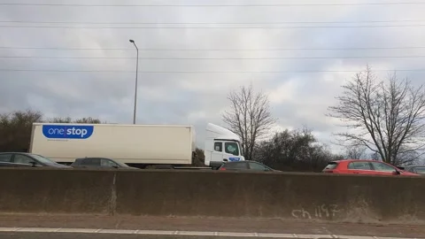 Basingstoke to Luton Motorways Cloudy Afternoon Travel on Car Stock Footage 326915709