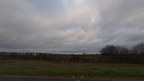 Basingstoke to Luton Motorways Cloudy Afternoon Travel on Car Stock Footage 326919289