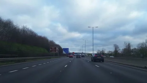 Basingstoke to Luton Motorways Cloudy Afternoon Travel on Car Stock Footage 326924832