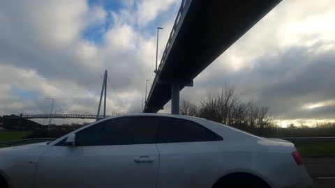Basingstoke to Luton Motorways Cloudy Afternoon Travel on Car Stock Footage 326925959
