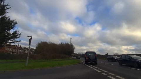 Basingstoke to Luton Motorways Cloudy Afternoon Travel on Car Stock Footage 326929448