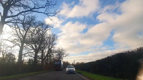 Basingstoke to Luton Motorways Cloudy Afternoon Travel on Car Stock Footage 326931614