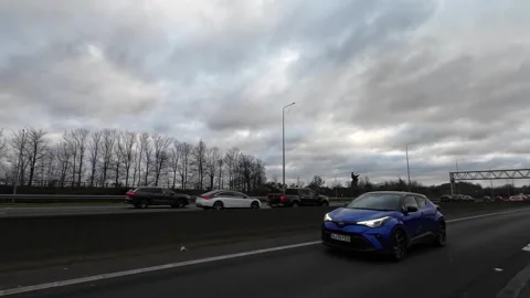 Basingstoke to Luton Motorways Cloudy Afternoon Travel on Car Stock Footage 326933826