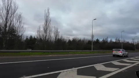 Basingstoke to Luton Motorways Cloudy Afternoon Travel on Car Stock Footage 326935216