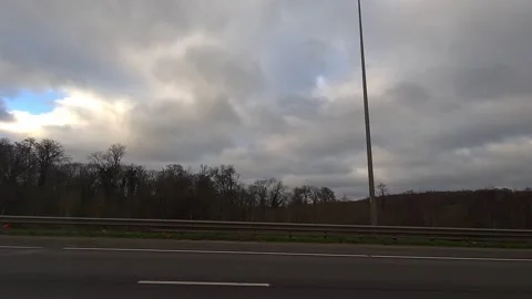 Basingstoke to Luton Motorways Cloudy Afternoon Travel on Car Stock Footage 326937444