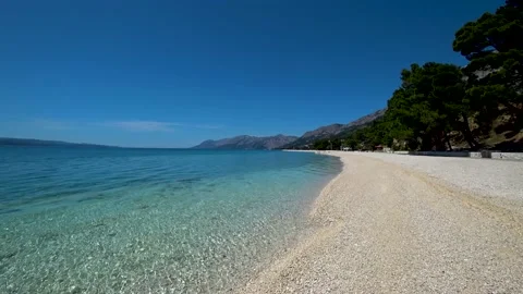 Baska Voda Beach static shot in sunny day Video stock 154937434