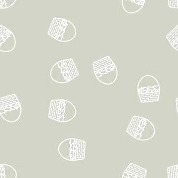 Basket apple line vector seamless pattern Stock Illustration
