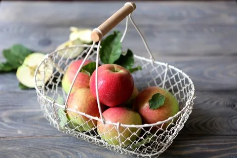 Basket with apples Stock Photos