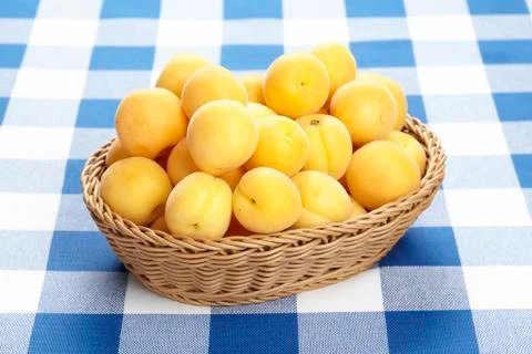 Basket of apricots Stock Photos