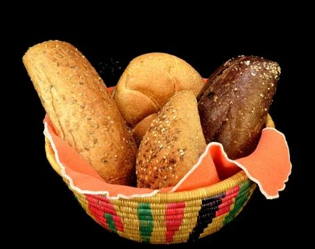 Basket of assorted rolls Stock Photos