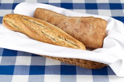 Basket of baguettes Stock Photos