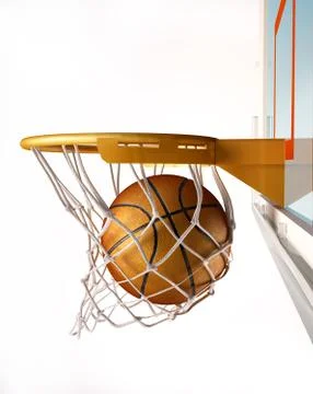 Basket ball centering the basket, close up view. Stock Illustration