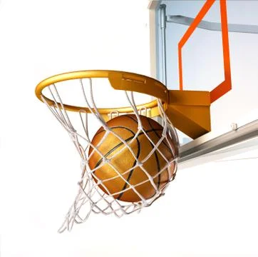Basket ball centering the basket, close up view. Stock Illustration