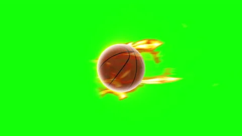 Basket ball fire green background loop animation Stock Footage 146059260