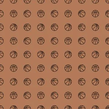 Basket ball seamless pattern on brown background, sports backdrop illustration Stock Illustration