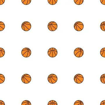 Basket ball seamless pattern on white background, sports backdrop illustration 스톡 일러스트