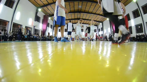 Basket-ball, throws by a ball in a basket-ball basket Video stock 33929466